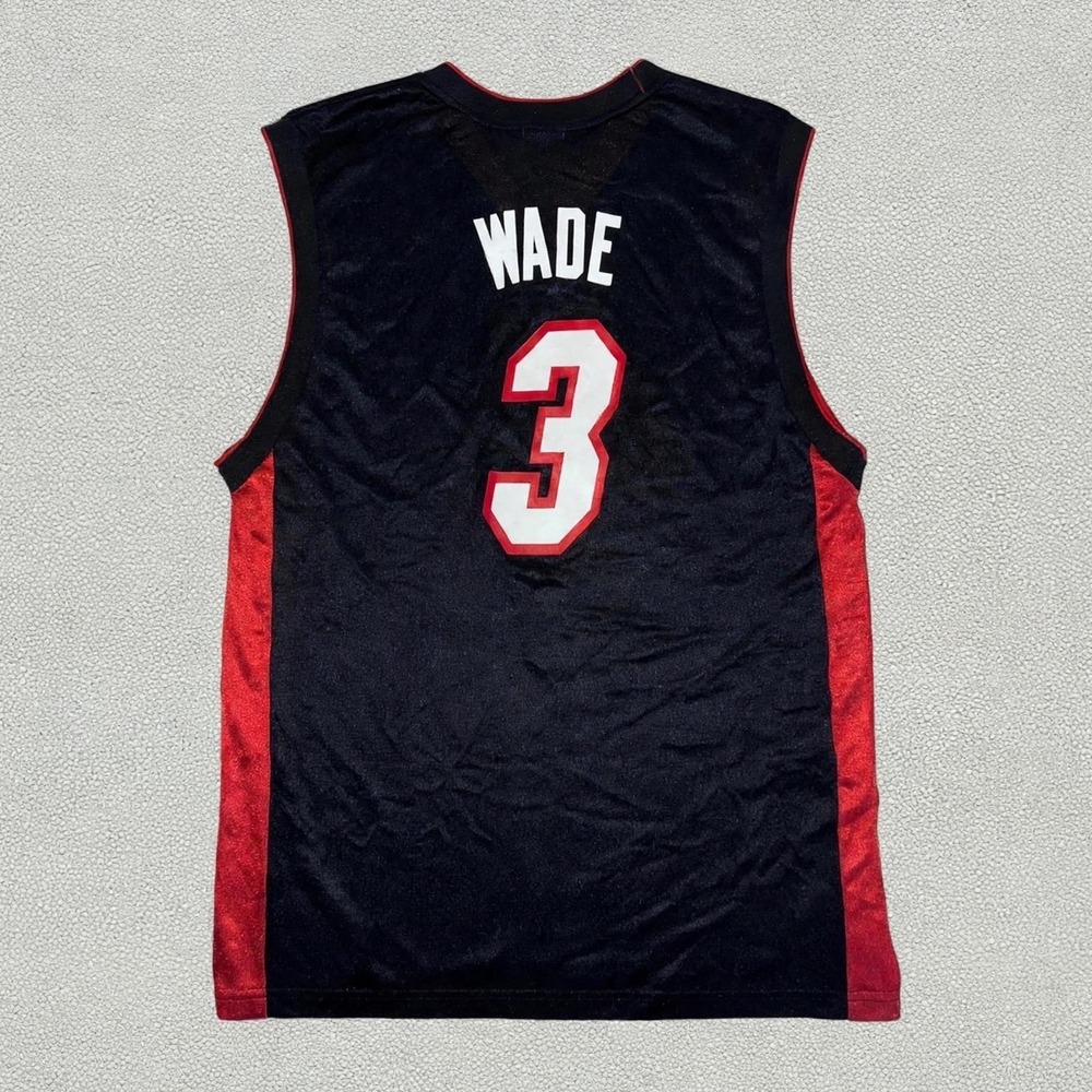 Reebok Miami Heat Dwyane Wade 3 Jersey Black Red NBA Y2K XL Mens